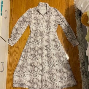 LOFT Snakeskin long sleeve shirt dress